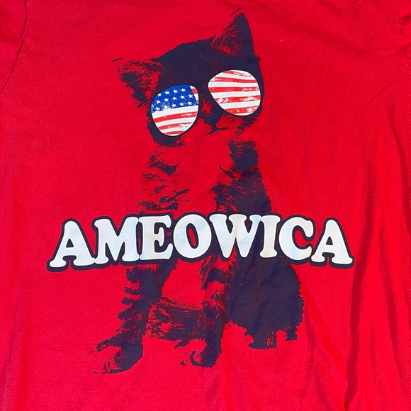 Red AMEOWICA Patriotic Political Kitty Cat T-Shirt Size Large - Picture 2 of 4